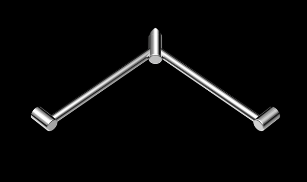 MECCA Care 600x600mm Matte Black Wrap Around Corner Grab Rail 32mm