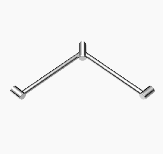 MECCA Care 600x600mm Chrome Wrap Around Corner Grab Rail 32mm