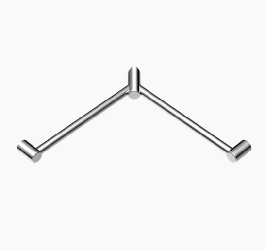 MECCA Care 600x600mm Chrome Wrap Around Corner Grab Rail 32mm