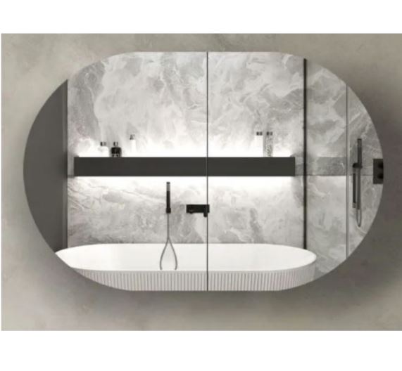 Chloe Curved Matte White Mirror Cabinet 900-1500mm