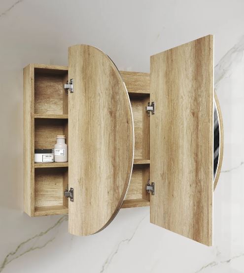 Chloe Natural Oak Curved 1200 LED Mirror Cabinet