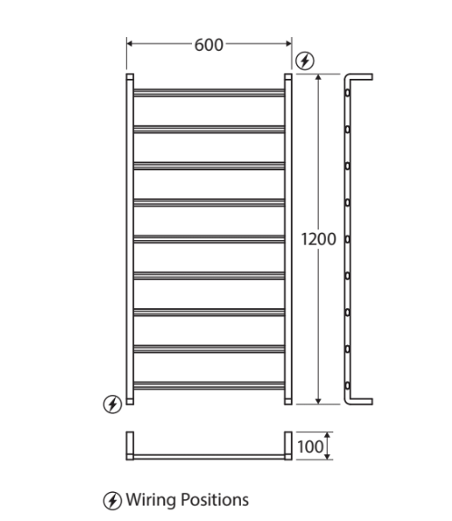 Koko 600x1200mm Heated Towel Rail - Chrome
