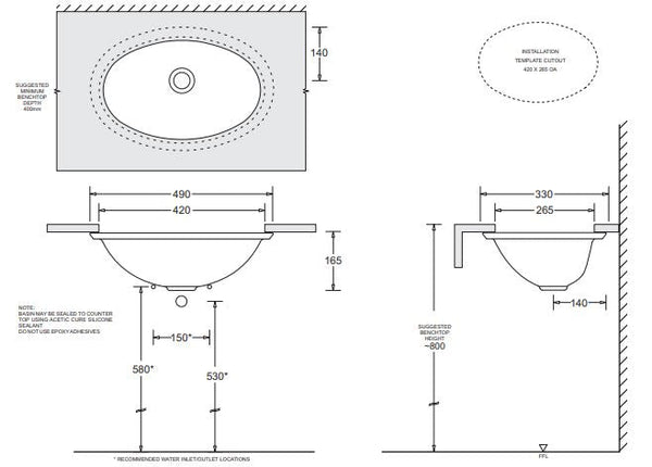 Emily 490x330 Oval Undermount Basin