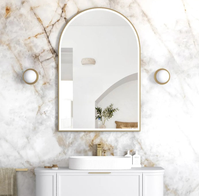 Arch 1200(H)x800(W) Gold Metal Frame LED Mirror