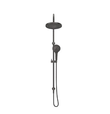Mica Gooseneck Dual Shower Rail - Gunmetal