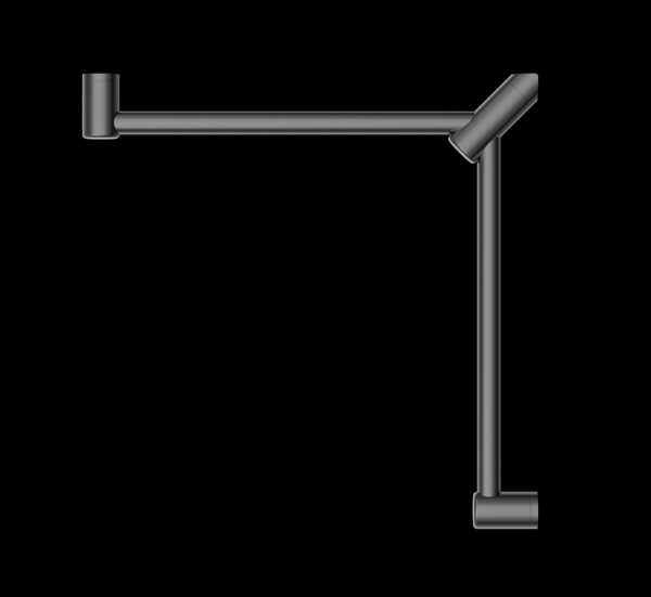 MECCA Care 600x600mm Gunmetal Wrap Around Corner Grab Rail 32mm