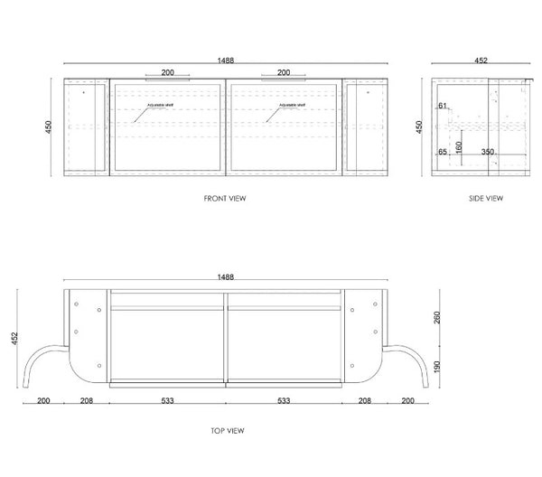 Black Hampshire 600mm-1800mm Wall Hung Vanity