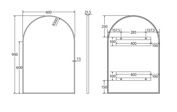 Arch Brushed Copper Framed Mirror