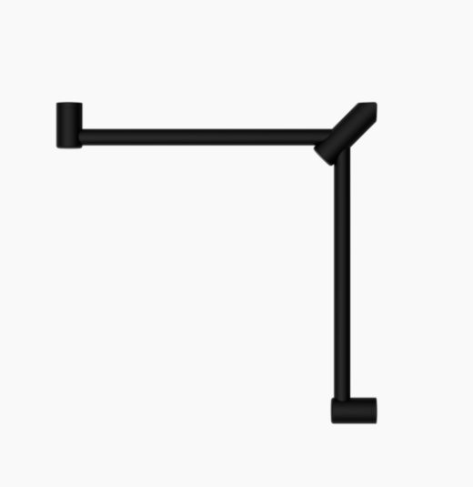 MECCA Care 600x600mm Matte Black Wrap Around Corner Grab Rail 32mm