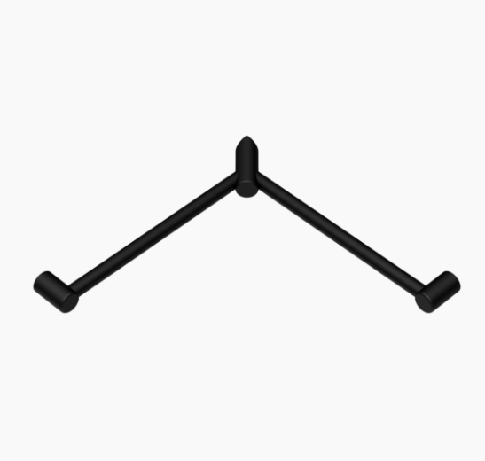 MECCA Care 600x600mm Matte Black Wrap Around Corner Grab Rail 32mm