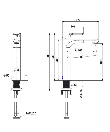 Nova Mid Rise Basin Mixer - Brushed Nickel