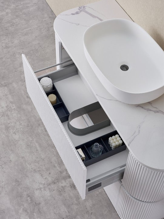 Mabel 900mm-1500mm Curved White Floorstanding Vanity