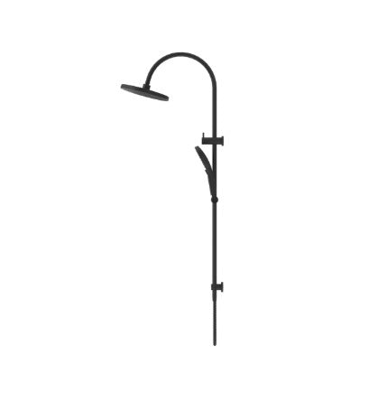 Mica Gooseneck Dual Shower Rail - Matte Black