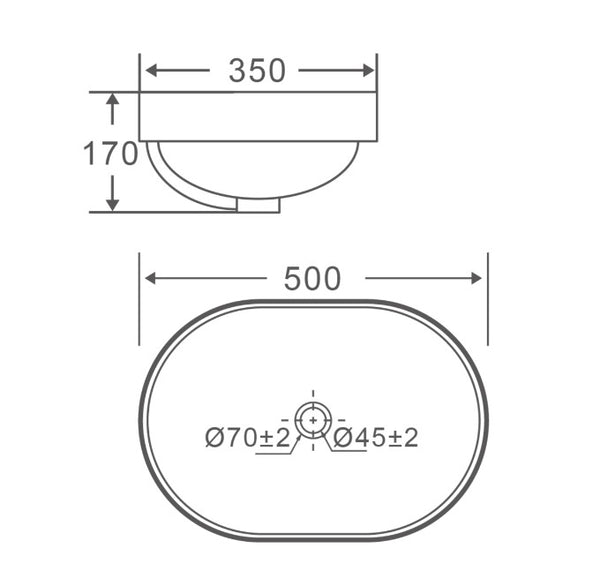 Milan 500 Gloss White Semi Inset Basin