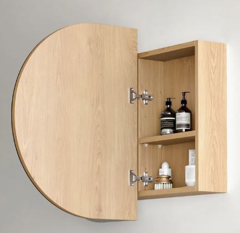 Chloe Natural Oak Curved 900 LED Mirror Cabinet
