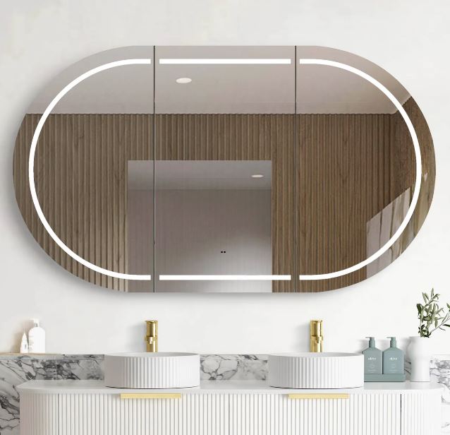 Chloe Natural Oak Curved 1500 LED Mirror Cabinet
