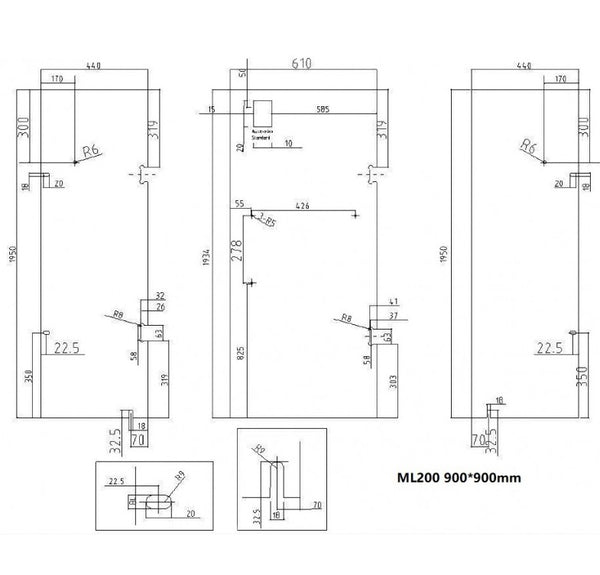 Fully Frameless 900 x 900 Diamond Shower Screen
