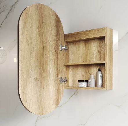 Oval Natural Oak 450 LED Mirror Cabinet