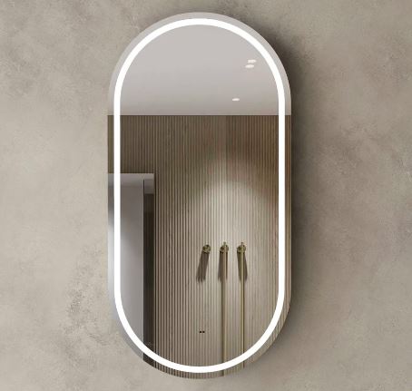 Oval Natural Oak 450 LED Mirror Cabinet