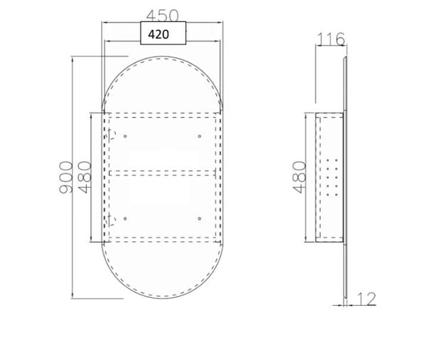 Oval 450 Mirror Cabinet