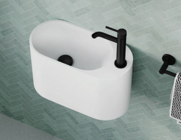 Ari 450 x 220 Cast Stone Wall Basin, No Tap Hole