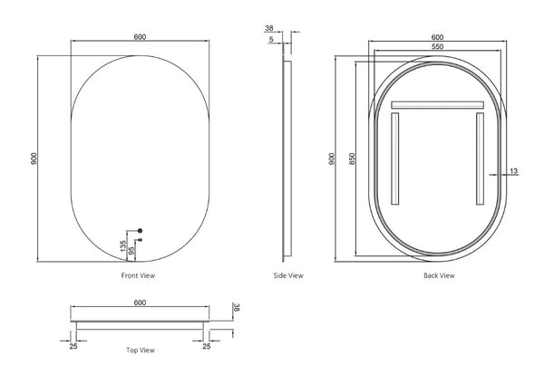 Oval 900x600mm LED Mirror