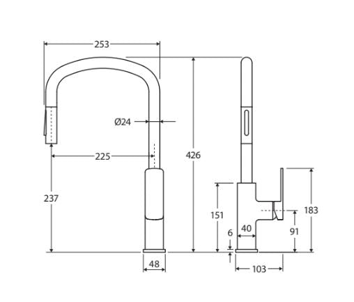 Tono Pull Out Sink Mixer, Brushed Nickel