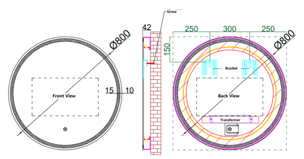 Round 800 LED Mirror