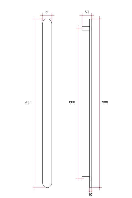 Oval Matte Black Vertical Heated Towel Rail