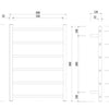 Mirage 6 Bar 600mm x 800mm  Wide Heated Towel Rail