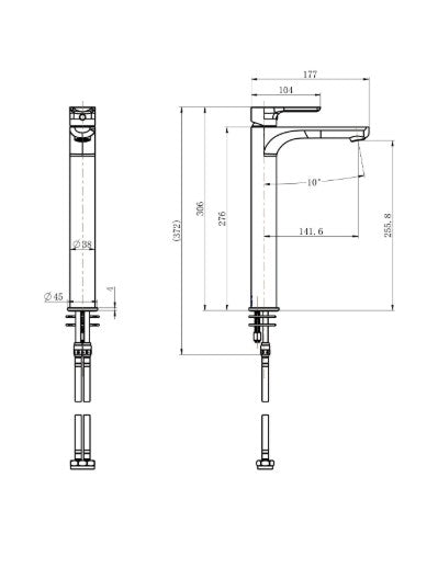 Nova High Rise Basin Mixer - Brushed Nickel