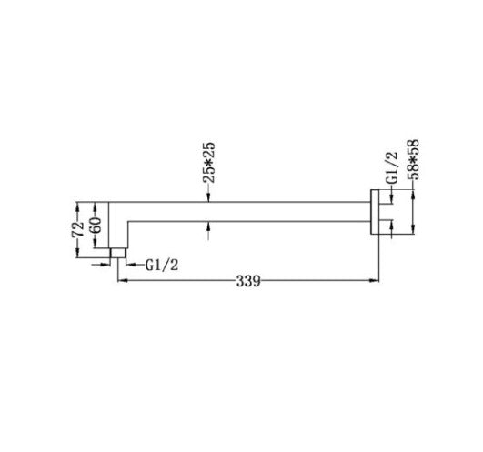 Square Shower Arm Chrome