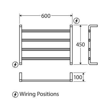 Koko 600x450mm Heated Towel Rail Chrome