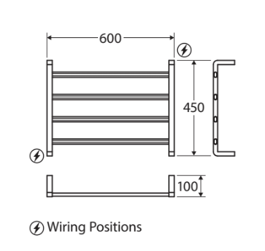 Koko 600x450mm Heated Towel Rail Matte Black