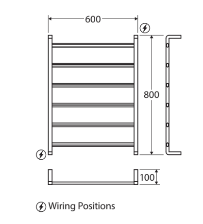 Koko 600x800mm Heated Towel Rail Gunmetal