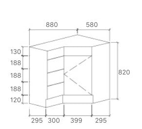 Bella White 900 x 600mm Corner Vanity