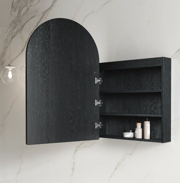 Arch Black Oak 600 LED Mirror Cabinet