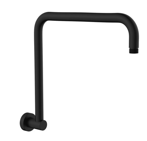 Round Matte Black Fixed Gooseneck Shower Arm