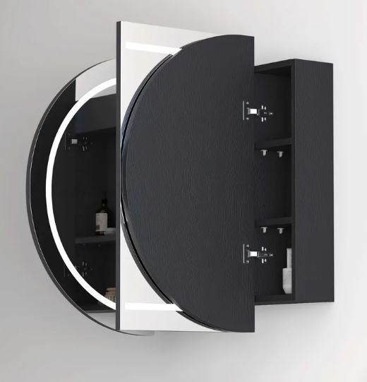 Chloe Black Oak Curved 1200 LED Mirror Cabinet