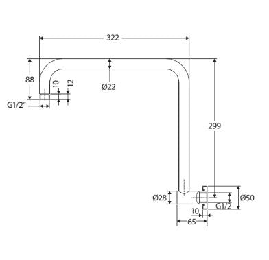 Round Matte Black Fixed Gooseneck Shower Arm