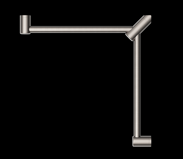 MECCA Care 600x600mm Brushed Nickel Wrap Around Corner Grab Rail 32mm