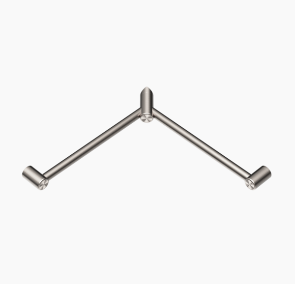 MECCA Care 600x600mm Brushed Nickel Wrap Around Corner Grab Rail 32mm