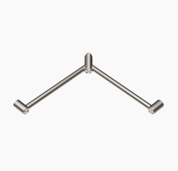 MECCA Care 600x600mm Brushed Nickel Wrap Around Corner Grab Rail 32mm