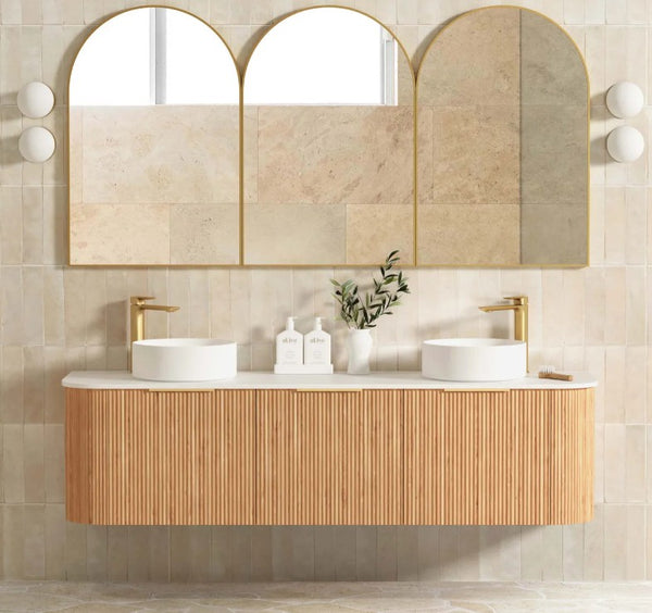Curved Bondi 600mm-1800mm Fluted Woodland Oak Vanity