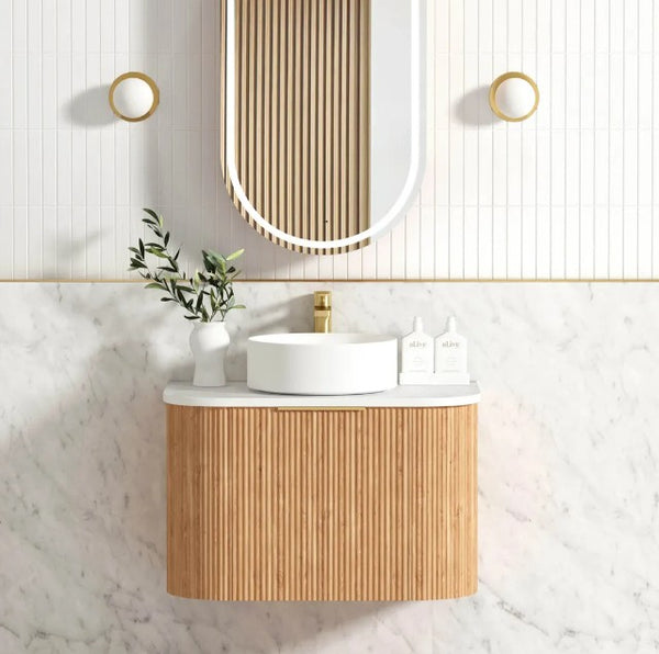 Curved Bondi 600mm-1800mm Fluted Woodland Oak Vanity