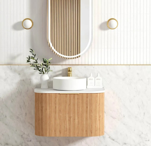 Curved Bondi 600mm-1800mm Fluted Woodland Oak Vanity