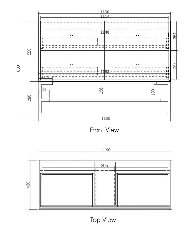 Boston Light Grey 1200mm Wall Hung Vanity