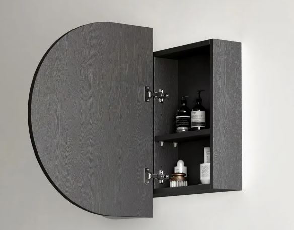 Chloe Black Oak Curved 900 LED Mirror Cabinet