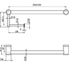 MECCA Care Matte Black 25mm Toilet Roll Rail 300/450mm