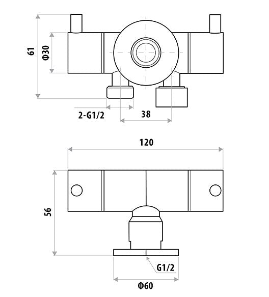 Dual Control Mini Cistern Cock Stainless Steel